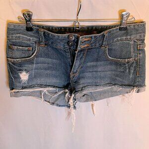 C PINK By Celebrity Pink - Women Blue Denim Cutoff Shorts Distress Low Rise - 5